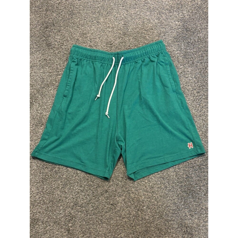 Men's Homage Green Flat Front Lounge Shorts M with Red Logo